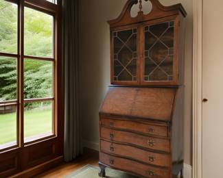 Antique Mahogany Drop-front Secretary Bookcase $179 or bid #9