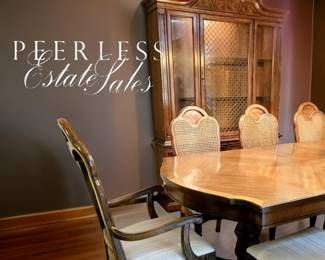 French-style Dining Set with 8 canned-back chairs $495 or bid #16