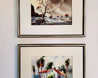 Pair Watercolors by listed artist ROBERT LANDRY $180 NOW 50% OFF