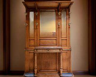 Antique Mirrored Hall Tree $495 or bid #4
