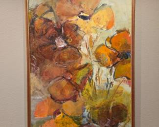 Artist-signed Floral Painting on board $89 or bid #27