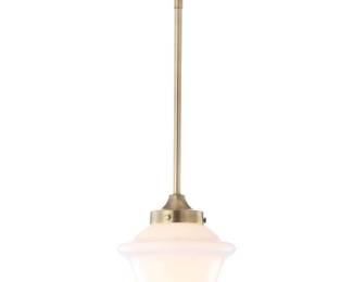 JONATHAN Y JYL3517A Kurtz 9.5 Inch Adjustable Drop Metal/Glass LED Pendant, Brass Gold/White