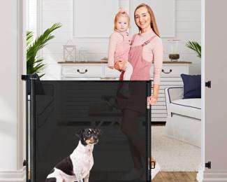 60in Wide Retractable Baby Gate, Black