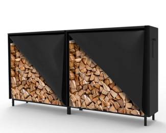 Walmann 8ft Firewood Rack with Cover, Black