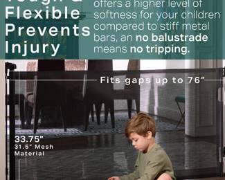 Cumbor Retractable Baby Gates for Stairs 33in Tall, Black