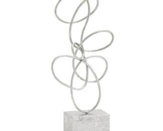 10 x 22 Silver Metal Swirl Abstract Sculpture by DecMode