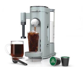 Ninja Pods And Grounds Specialty Single Serve Iced Coffee Maker, K-Cup Pod Compatible with Foldaway Milk Frother, Glacier Blue, Retail: $99.99