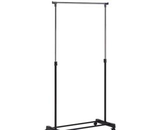 Honey-Can-Do Adjustable Height Rolling Metal Clothes Rack, Black
