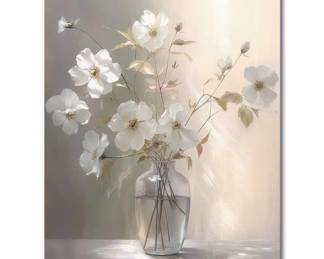 Canvas Wall Art Floral Bathroom Decor, 18x24 Inch