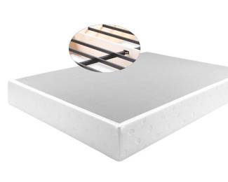 Panana 9 Inch Metal Box Spring Bed Base, Queen, White