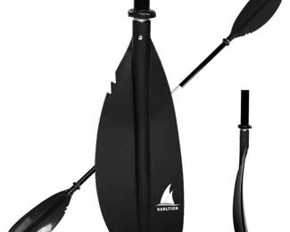 Karltion Kayak Paddle, Adjustable 2 Pieces Aluminum Alloy Shaft with Glass Fiber Blade for Surfing,Oar Fishing Easy Packable Travel, Black