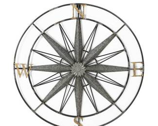 Asense Metal Compass Wall Decor, 27.36 Inch