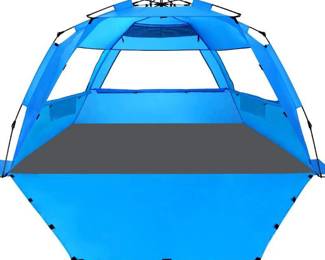 WhiteFang Deluxe XL Pop Up Beach Tent, Solid Blue