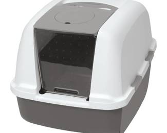 Catit Airsift Jumbo Hood For Cat Litter Pan, Warm Gray/White