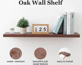 8 Inch Deep Floating Shelf, 36 Inch Long, Walnut Color