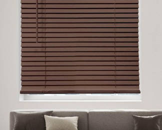 Dez Furnishings Cordless 2in Faux Wood Blind, 32 W x 48 H Inch, Dark Oak