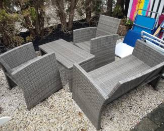 All weather wicker patio conversation set