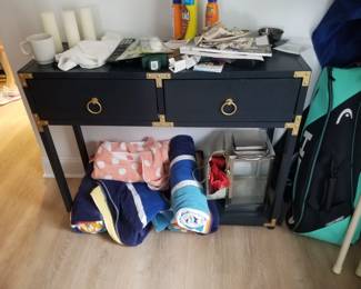 Navy campaign style foyer table