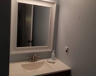 Vanity lights; mirror; bath vanity