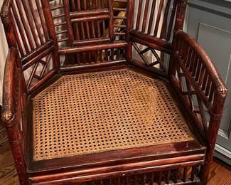 Bamboo Chinoiserie Chippendale Chairs w Cane Seats - set of 6