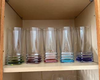 Color Wave Contemporary Style Clear Glass Tumblers Set of 6 