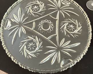 Fine Crystal Cake Platter Studio Silversmiths Godfinger Germany 11.5" Alessandra 