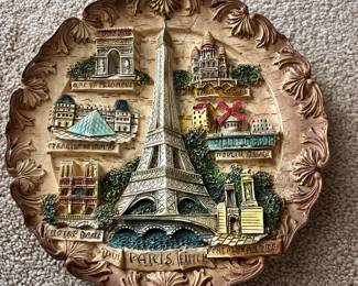 Plate Round Art Deco Paris Eiffel Tower Ceramic 