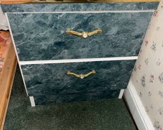 Faux green marble night stand 