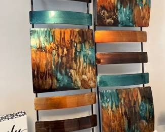 Turquoise Copper and Bronze Metal Wall Art 