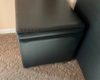 black leather storage ottoman 