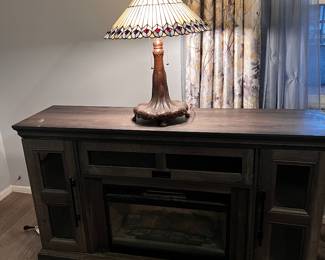 Meyda Lighting Tiffany Candice Peacock Jeweled Table Lamp AND StyleWell Electric Fireplace TV Stand