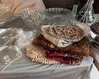 Table covers, candle bowls, salad bowls 