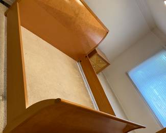 Bed with 2 night stands matching and chest, mirror and armoire