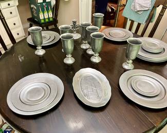 Multiple pewter pieces
