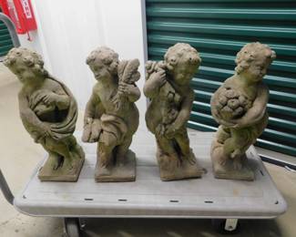 VINTAGE CONCRETE STATUES OF THE 4 SEASONS. IN EXCELLENT CONDITION