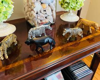 Wood safari animals and Lane wood side table