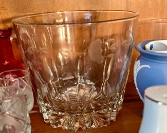 Vintage etched glass ice bucket