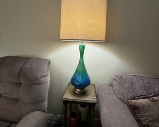 Mid century modern blue green lamp