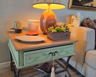 Hand painted oversized end table