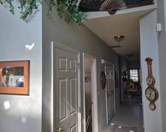 Artificial plants, oversized oriental fan