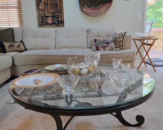Nice round glass and metal base coffee table