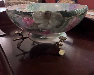 Bavarian handpainted bowl with stand