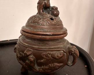 Jennings Brothers 1883 Foo Dog Bronze Incense Burner
