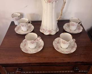 Limoge chocolate pot with cups and saucers