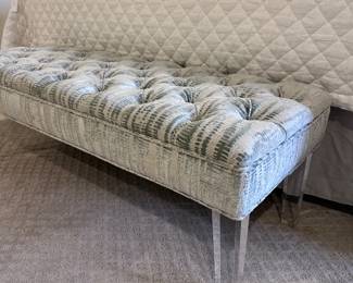 Fabric Tufted Bench with Acrylic Legs