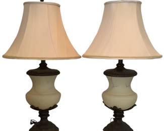 Frosted Glass and Metal Side Table Lamps