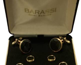 Barassi Black Onyx Cufflinks and Studs