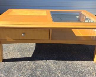 Solid Wood With Partial Glass Top And Storage Coffee Table