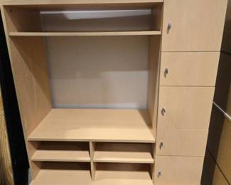 Light Colored Entertainment Center On Wheels