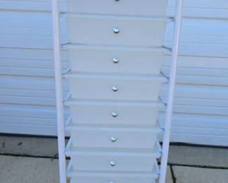 White Metal And Plastic Storage Cart On Wheels